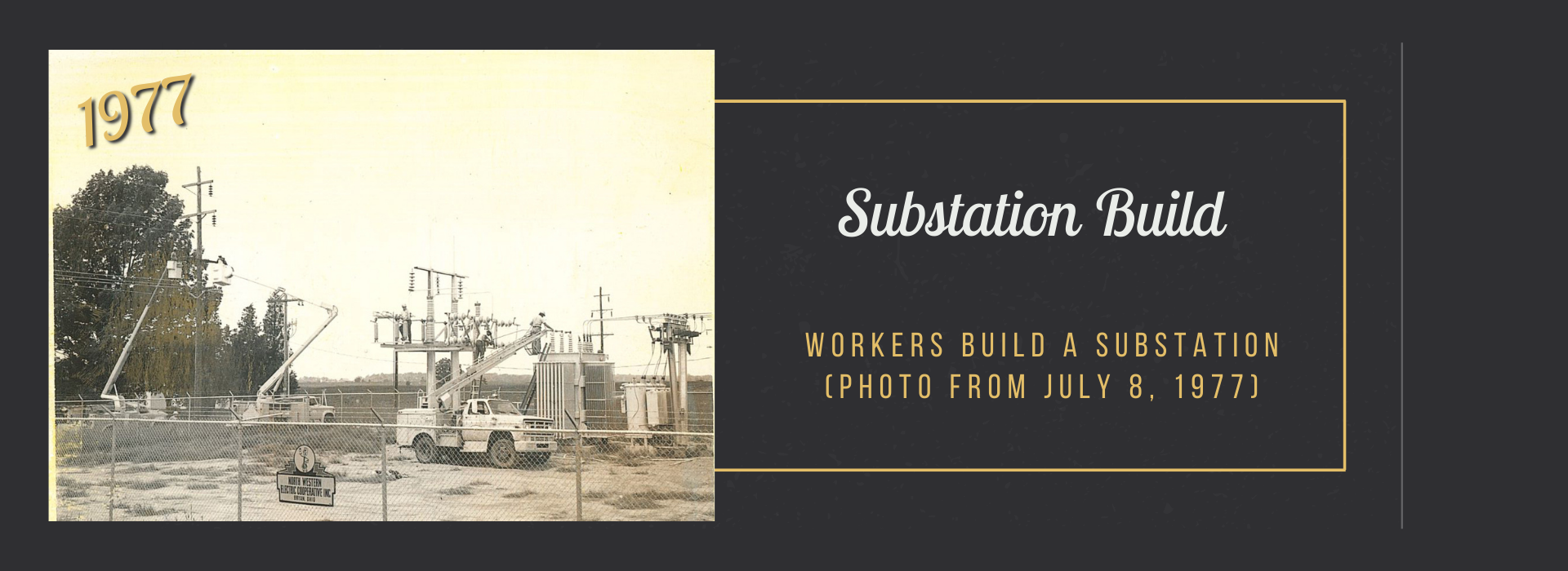 Workers build a substation (photo from July 8, 1977)