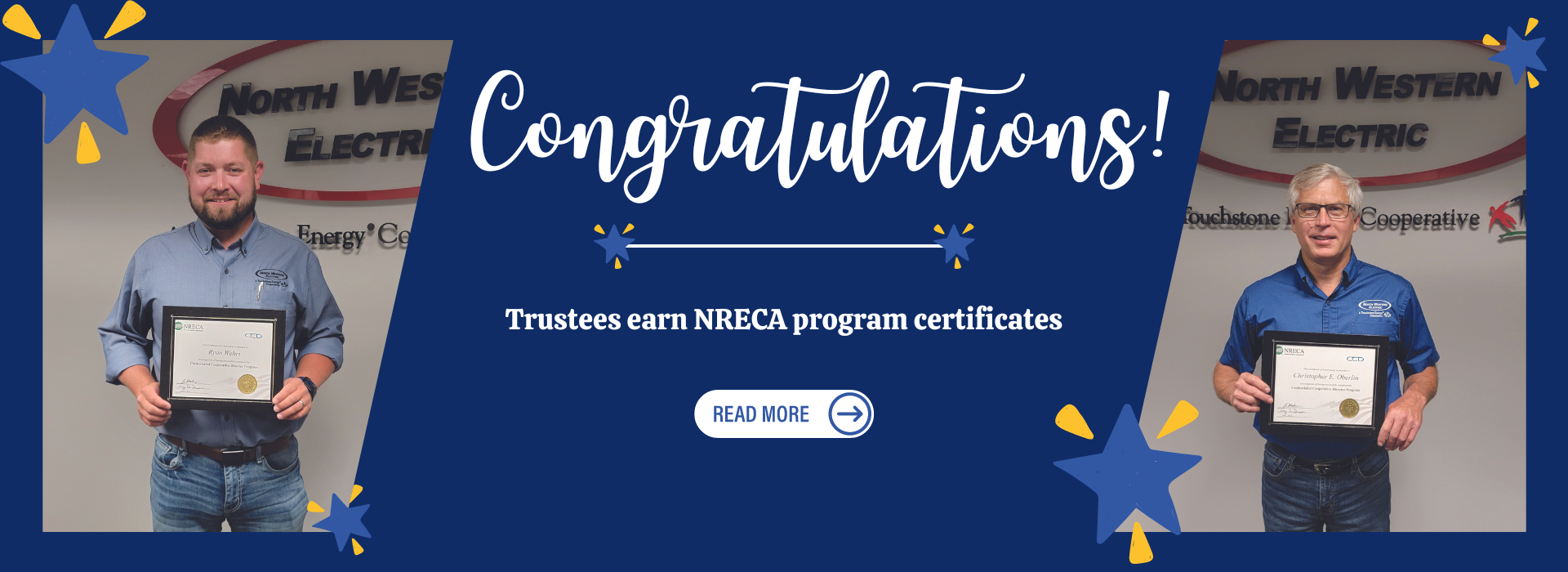 two men holding paper certificates