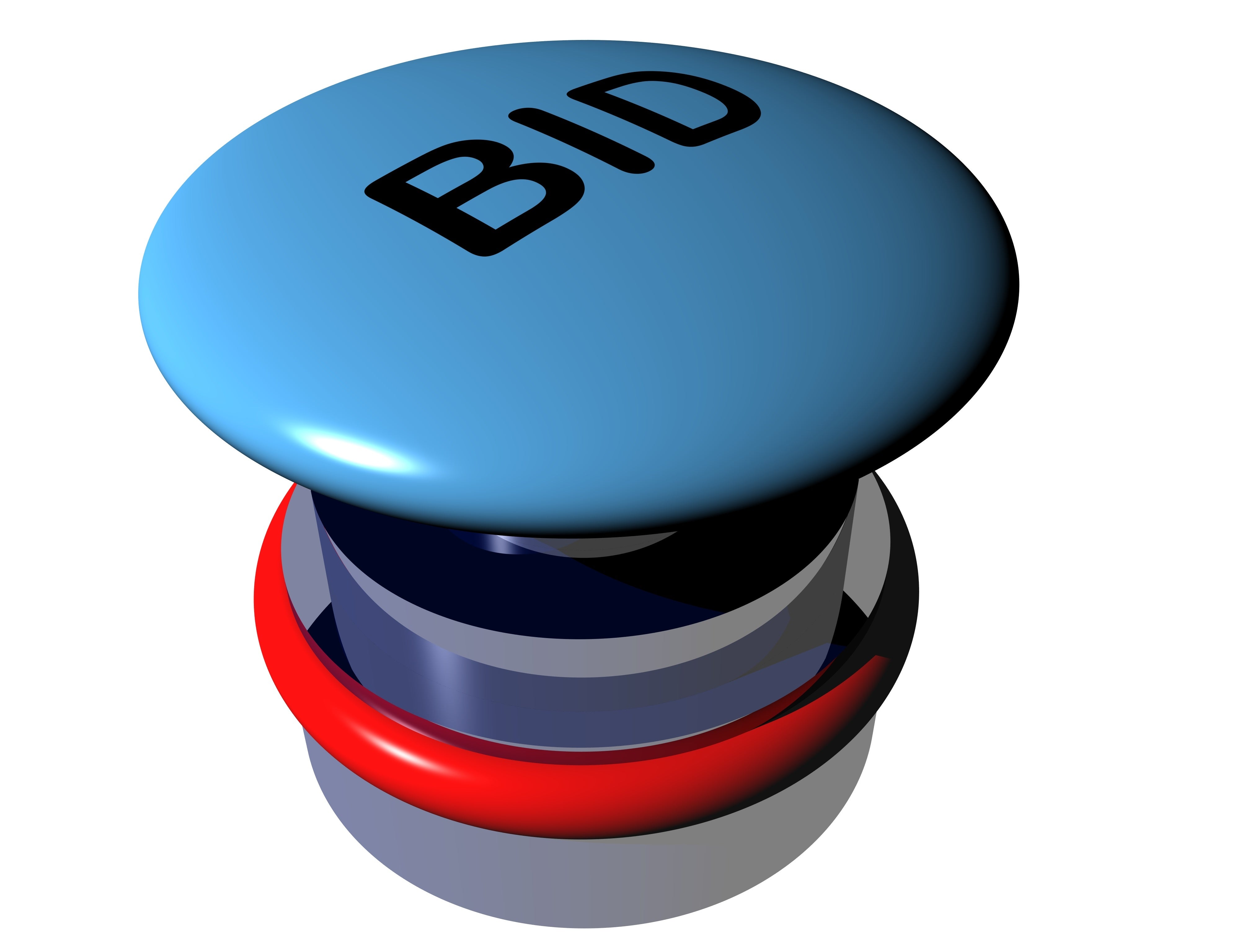 blue button with bid written on the top