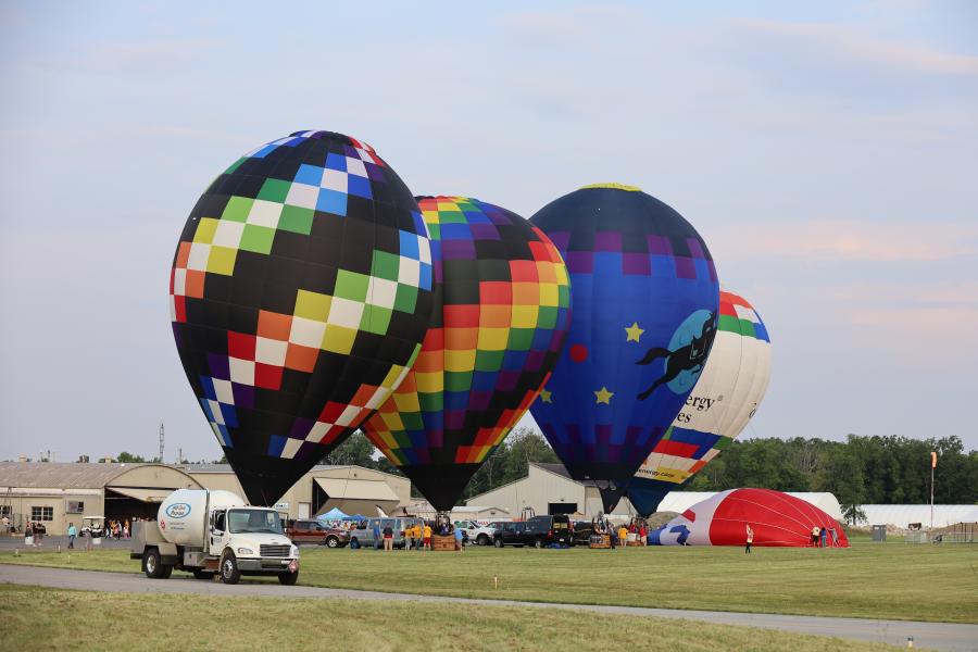 hot air balloons on the field